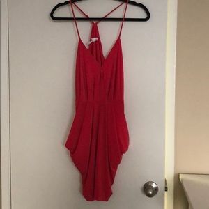 BCBG Pleated V Neck Dress with Pockets